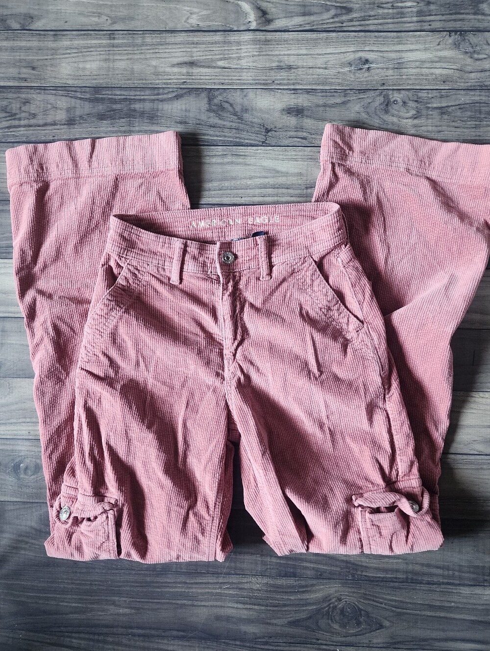 American Eagle Pink Corduroy Wide Leg Pants
